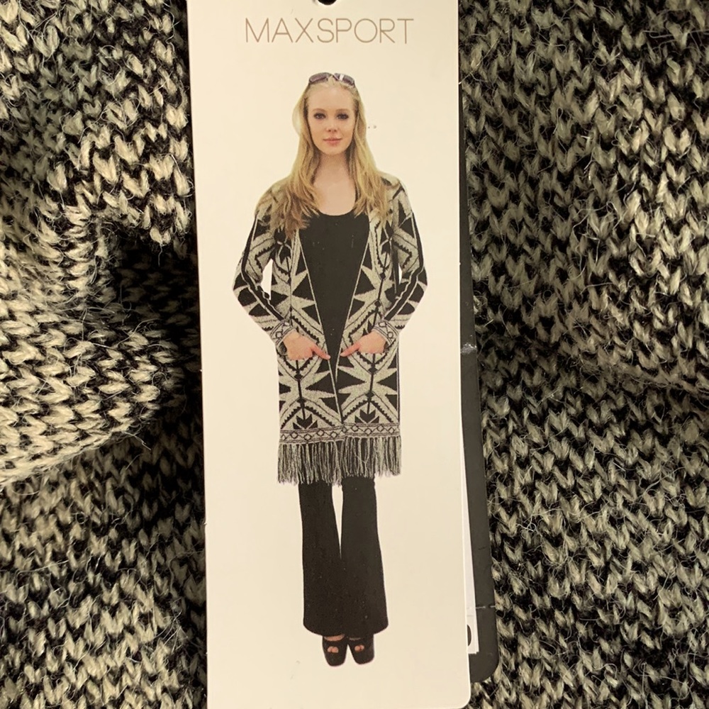 Max Sport NWT Aztec-Style Geometric Tribal Sweater Duster Cardigan Womens M